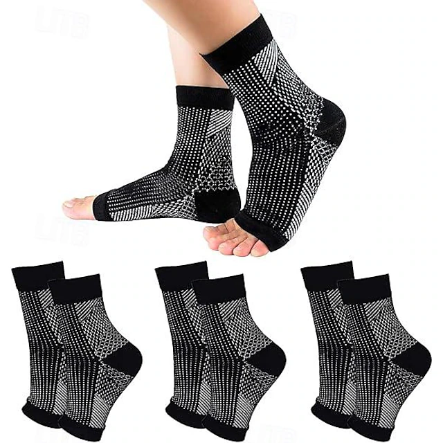 3 Pairs Neuropathy Socks,Toeless Compression Socks for Women and Men Soothe Socks for Neuropathy Pain Ankle Brace Plantar Fasciitis Relief 9