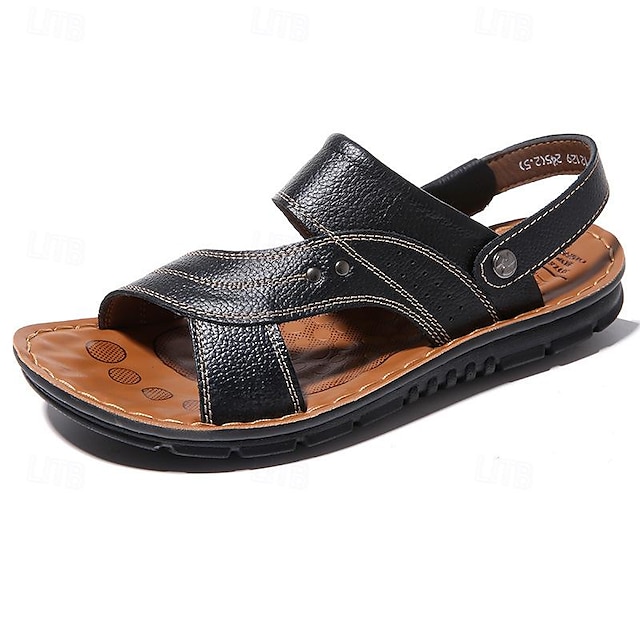  leren herensandalen zomersandalen modesandalen strandvakantie ademende pantoffels schoenen zwart bruin