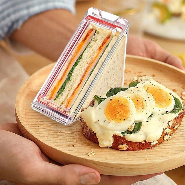  trojúhelníkový sendvičový kontejner, trojúhelníkový sendvičový kontejner opakovaně použitelný, omyvatelný sendvičový box, přenosné a akrylové průhledné sendvičové boxy a obědové klínové boxy s víkem,