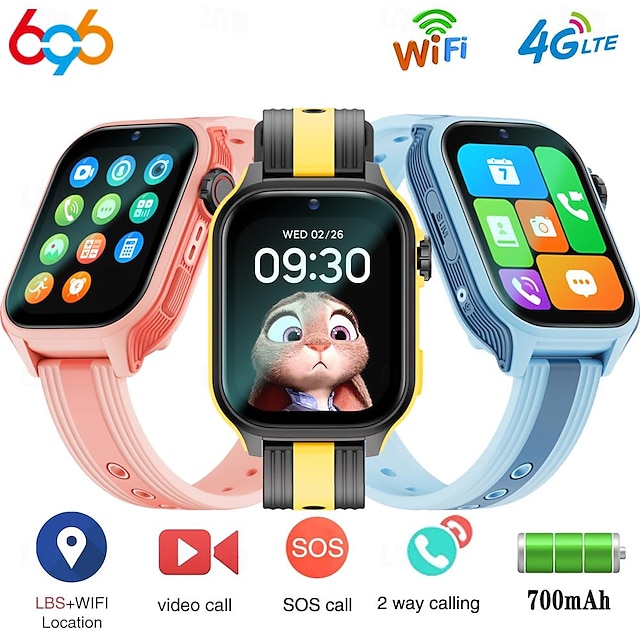  696 K36H Slimme horloge 1.83 inch(es) kinderen Smart horloge Telefoon Bluetooth 4G Stappenteller Compatibel met: Android iOS kinderen GPS Handsfree bellen Camera IP 67 46 mm horlogekast