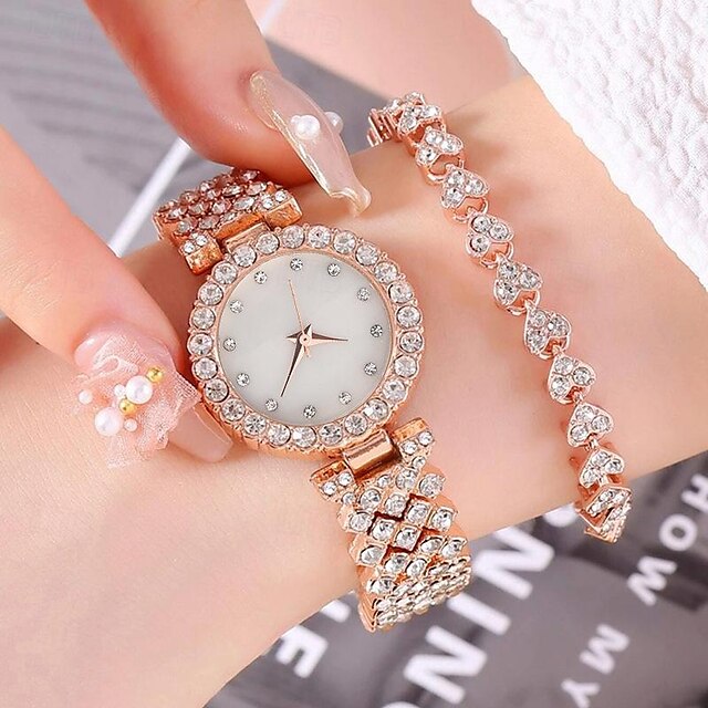  Mujer Relojes de cuarzo Diamante Con cadena Costoso Reloj de Muñeca Cronógrafo Decoración Acero Inoxidable Reloj