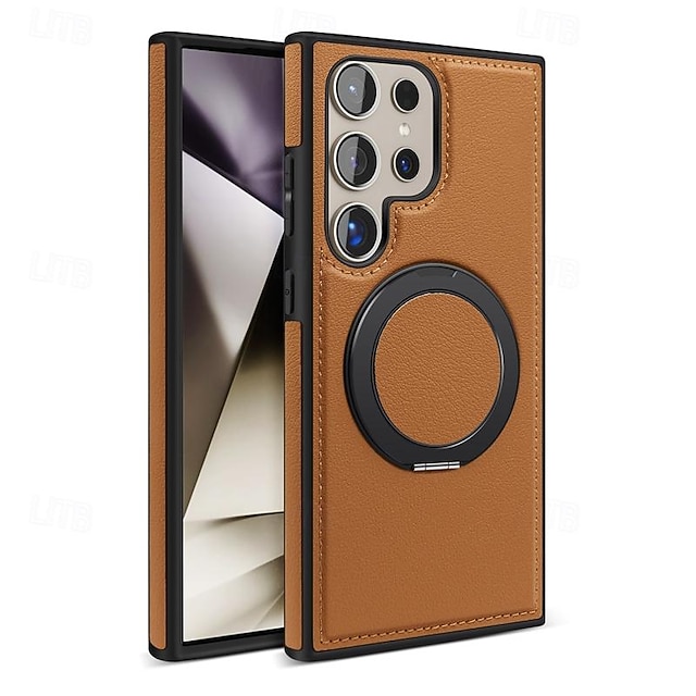  telefon Kılıf Na Samsung Galaxy S25 S24 S23 Ultra Plus S22 Plus Ultra Osłona tylna Z podpórką Obsługa ładowania bezprzewodowego Odporny na wstrząsy Retro TPU PC Skóra PU