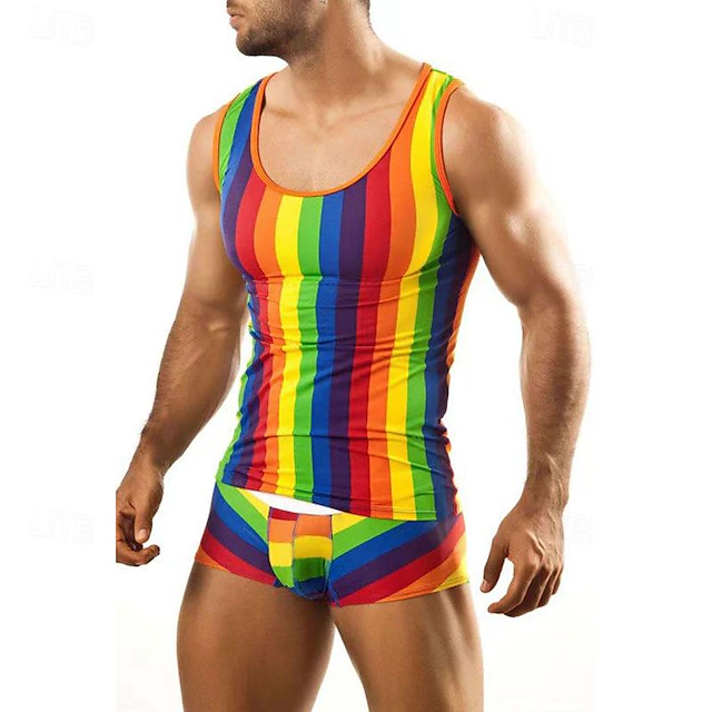 Rainbow Halloween Pajamas LGBT LGBTQ Carnival Costume Gay Adults' Men's Masquerade Pride Parade Pride Month Easy Halloween Costumes Dress Up2
