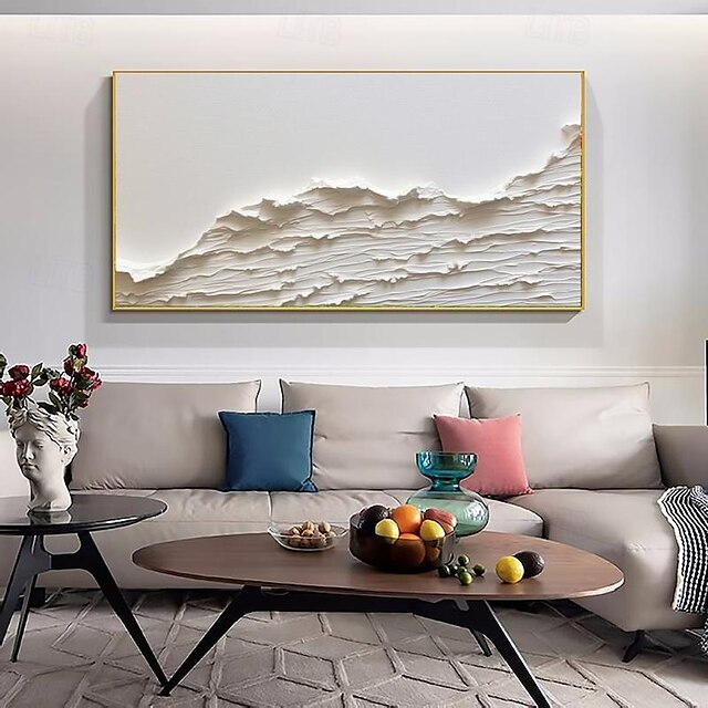 Oversized Seaswaves white Textured Painting handmade Clouds Abstract ...