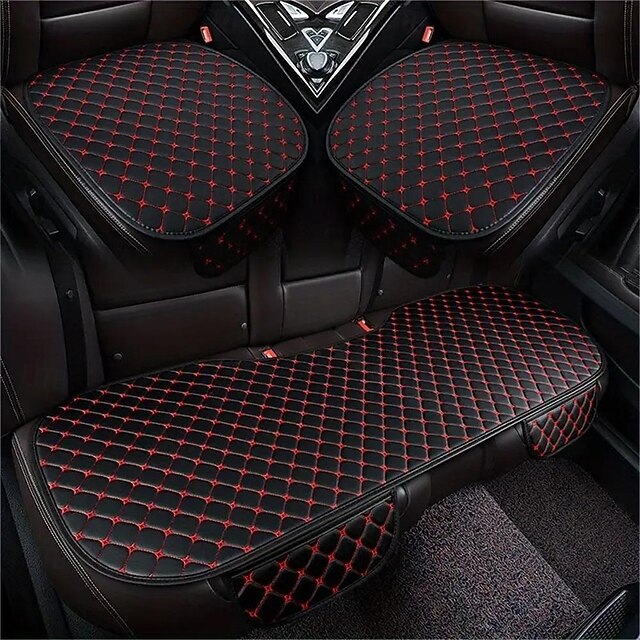  1pc New Comfortable PU Leather Four Seasons Car Seat Cushion StalEmbroidery Single Sheet No Back Non-slip Rear Seat Universal SeatCushion