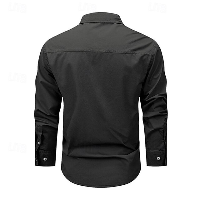 Men's Shirt Button Up Shirt Casual Shirt Work Shirt Cargo Shirt Black ...