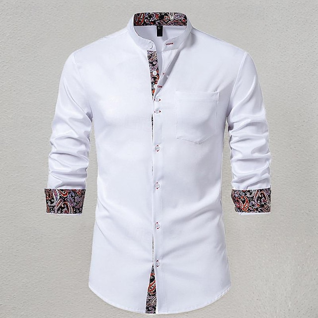  Homme Chemise Chemise boutonnée Chemise décontractée Chemisette Chemise d'été Chemise de plage Noir Blanche Vin manche longue Cachemire Bloc de couleur Col Mao Hawaïen Vacances Bouton bas Vêtement