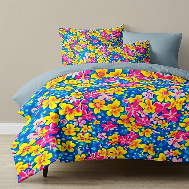  Bettbezug-Set mit kreisförmigen Blumen, 2-teiliges Set, 3-teiliges Set, leichtes, weiches Set aus kurzem Plüsch, quadratisches Bett aus dickem Filz