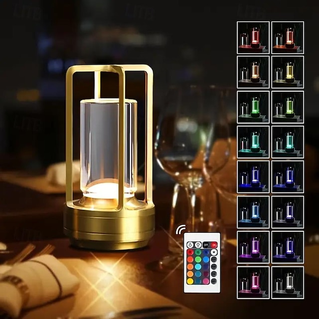  lampada da scrivania portatile in metallo, lampada da tavolo a LED senza fili, lampada ricaricabile con controllo touch a 16 colori, lampada da scrivania per arredamento della stanza con luminosità