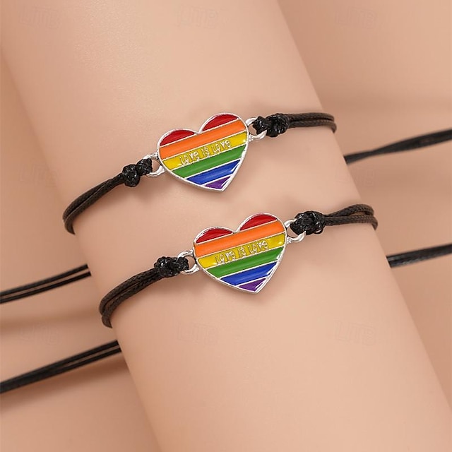  LGBT LGBTQ Rainbow heart Bracelet Adults' Women's Cosplay Pride Parade Pride Month Masquerade Easy Halloween Costumes
