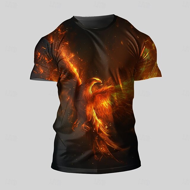 Men's Graphic Animal Flame Eagle Mars T Shirt Short Sleeve T shirt 3D Print Crew Neck Shirt Fashion Designer Athleisure Street Sports Outdoor Black Summer Spring Clothing Apparel S M L XL XXL XXXL4