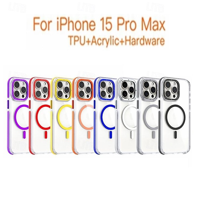  telefone Capinha Para iPhone 15 Pro Max Plus iPhone 14 13 12 11 Pro Max Plus Capa traseira Transparente Suporte para carregamento sem fio Antichoque TPU Acrílico