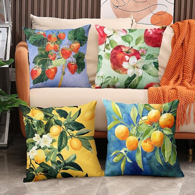 tropiske frukter dekorative putetrekk 4 stk mykt firkantet putetrekk putetrekk for soverom stue sofa sofa stol