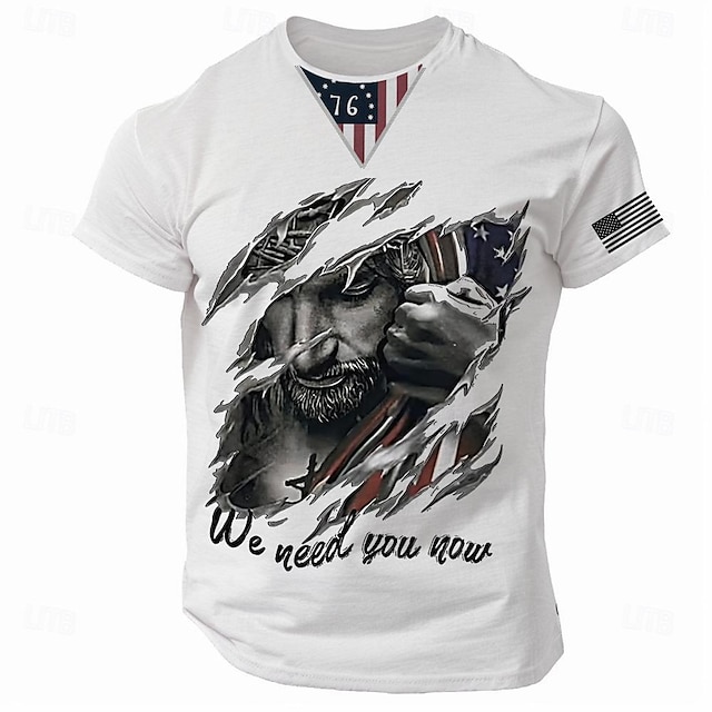  Bărbați Tricou Grafic Drapelul SUA american American / SUA Stil Nautic Îmbrăcăminte Tipărire 3D În aer liber Sport Manșon scurt Modă Zilnic Designer