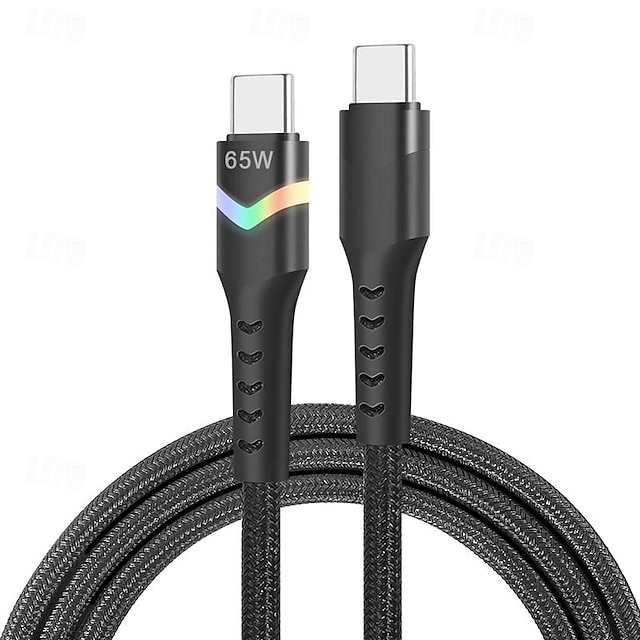  1 st USB 3.0-kabel 60W 3,3 fot USB C till USB C USB C till Lightning 6 A Laddningskabel Snabbladdning Hög dataöverföring Nylon flätad Hållbar LED-display Till Macbook iPad Samsung