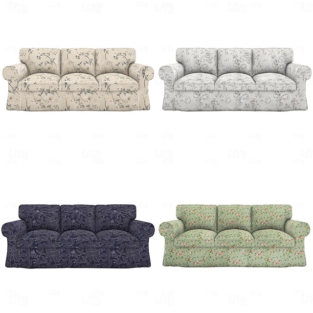  EKTORP Sofa Covers 100% Pure Cotton Floral Quilted Slipcovers for 2-Seater 3-Seater Sofa IKEA Series