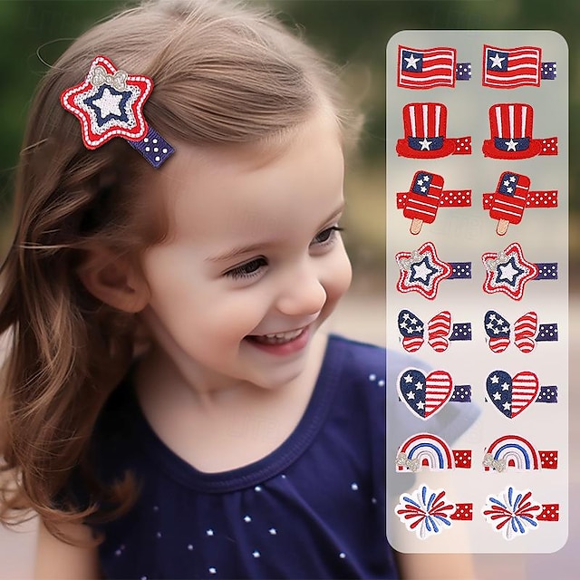  Independence Day Children's Hair Clip Party Decoration Flag Hair Clip National Day Theme Creative Hair Accessories