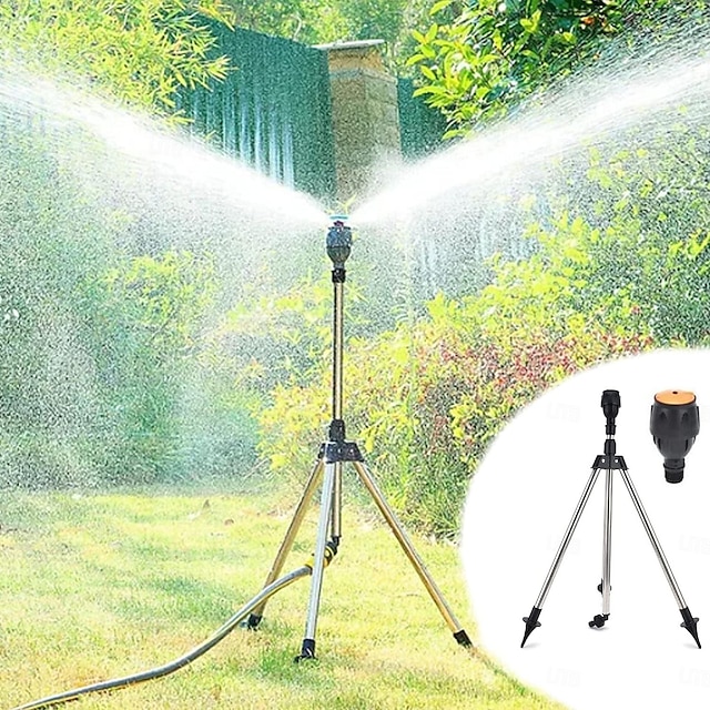  Rotating Tripod Sprinkler, 360 Degree Rotating Tripod Sprinkler, Garden Watering Irrigation System Tripod Automatic Rotating Sprinkler