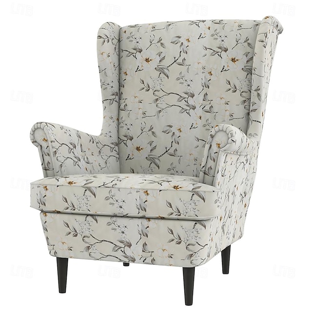  Capa de Cadeira Wingback 100% Algodão com Capa de Braço Floral Colcha para Cadeira de Assento Único