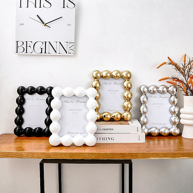 minimalistyczna dekoracyjna ramka w kształcie perły - materiał żywiczny ramka dekoracyjna na biurko z losową ramką podwójnego zastosowania w pionie i poziomie