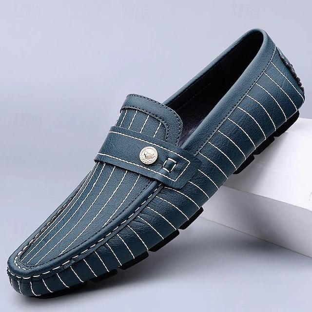 Men's Loafers & Slip-Ons Comfort Loafers Penny Loafers Leather Comfortable Slip Resistant Loafer Black White Blue 9