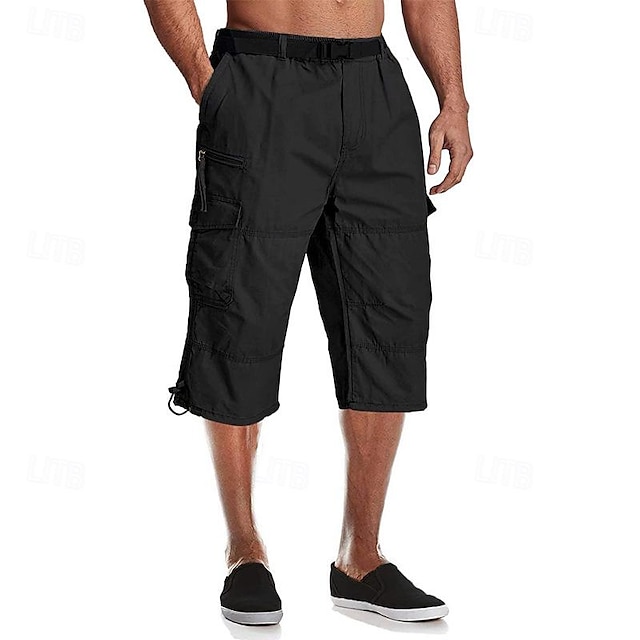 Per uomo Pantaloncini tattici Pantaloncini modello cargo Pantaloni modello Capri Bottoni Vita elastica Multi tasca Liscio Indossabile Polpaccio Esterno Giornaliero Campeggio e hiking Di tendenza