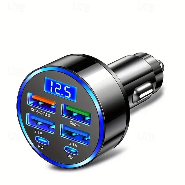 Multi Port 2PD 4USB Car Charger Fast Charging PD QC3.0 USB C Car Phone Charger Type C Adapter In Car