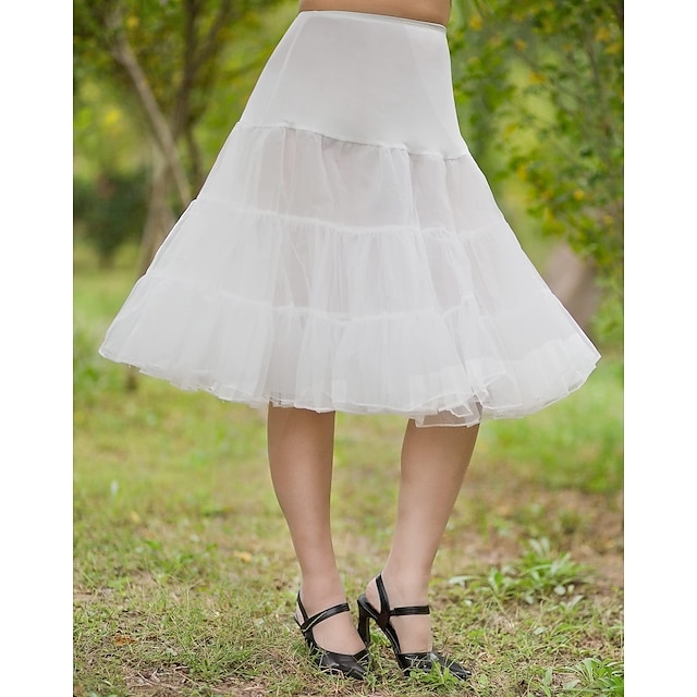  Princess Lolita 1950s Petticoat Hoop Skirt Tutu Under Skirt Half Slip Knee Length Women's Solid Colored Petticoat