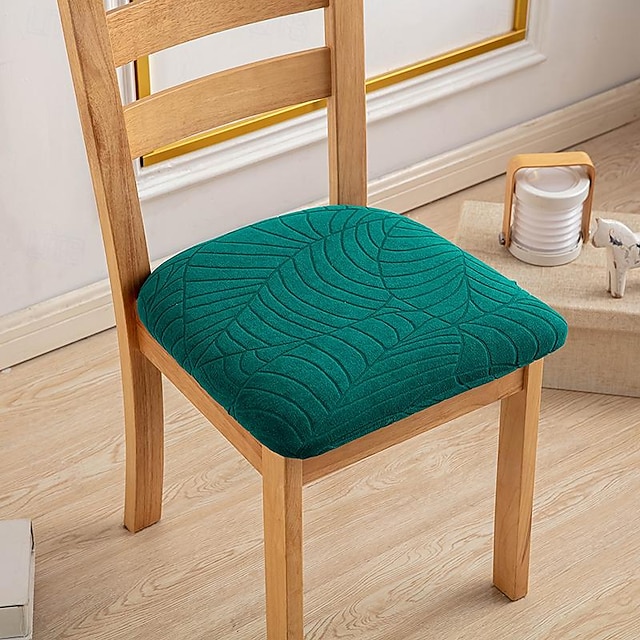  Fundas de asiento de hojas grandes de jacquard resistentes al agua para comedor, funda de cojín de asiento pequeño ligeramente antisalpicaduras, funda de asiento elástica antideslizante antiarañazos para gatos, 1 pieza