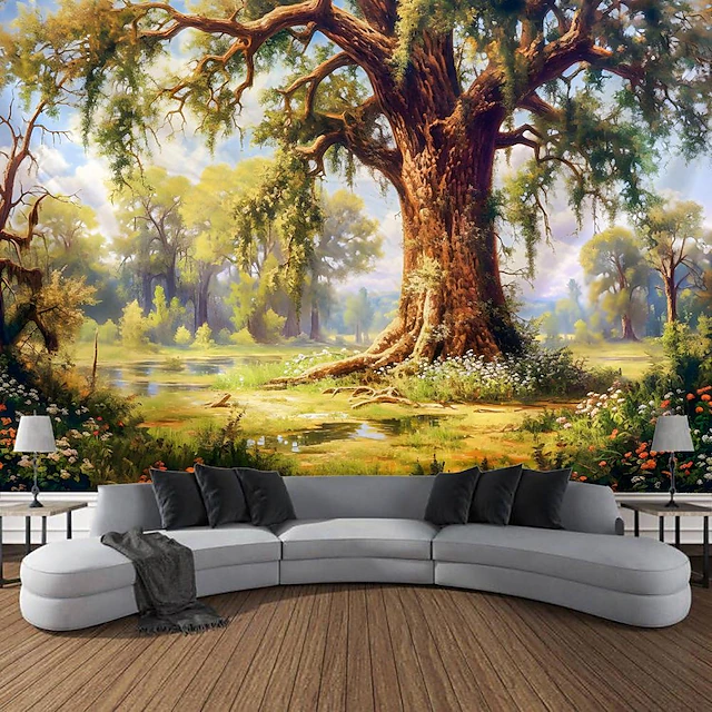 Forest Trees Nature Scenery Hanging Tapestry Wall Art Large Tapestry Mural Decor Photograph Backdrop Blanket Curtain Home Bedroom Living Room Decoration 15