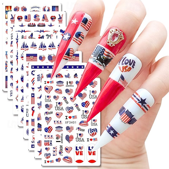  Gli adesivi per unghie della serie Independence Day e gli adesivi per unghie 8 pezzi possono essere utilizzati come set di accessori per unghie