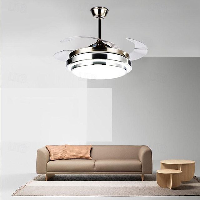  LED Ceiling Fans 108cm 1-Light Dimmable Electroplated/Painted Finishes Metal Acrylic  Modern Nordic Style Bedroom Dining room ONLY DIMMABLE WITH REMOTE CONTROL