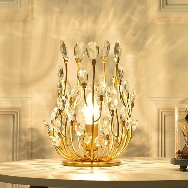  led stolní lampa 5w teplá bílá vintage design křišťálová stolní světla dekorativní ložnice kancelář 110-240v