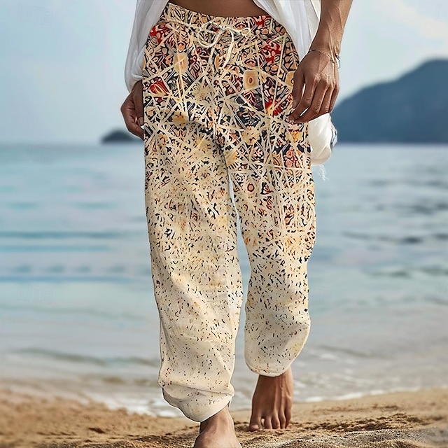  férfi nadrág nadrág grafikus szabadtéri nyaralás hawaii khaki rugalmatlan