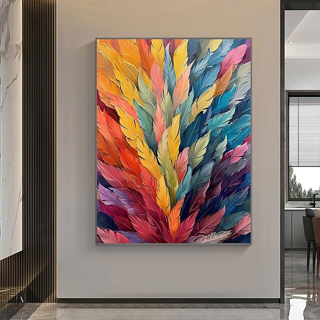  handgjord oljemålning canvas väggkonst dekor original färgglada växter målning abstrakt tropisk blomma målning heminredning med sträckt ram utan inre ram målning