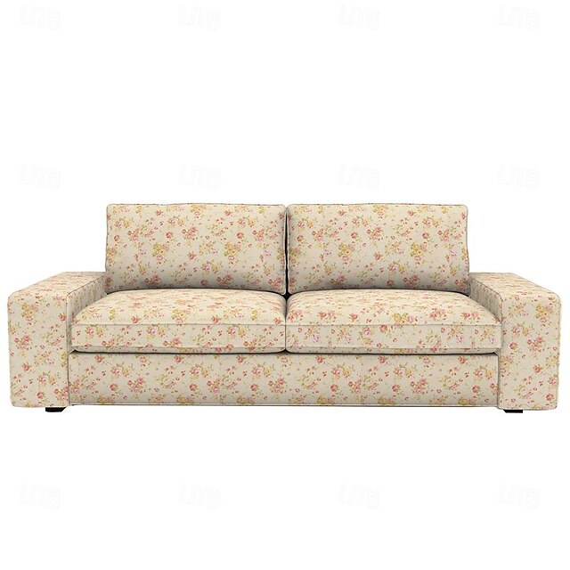  Capa de Sofá 100% Algodão Capa Floral com Almofada