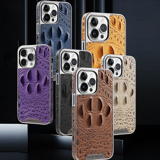  Phone Case For iPhone 15 Pro Max Plus iPhone 14 13 12 Pro Max Plus Back Cover Shockproof Retro Genuine Leather TPU Plating