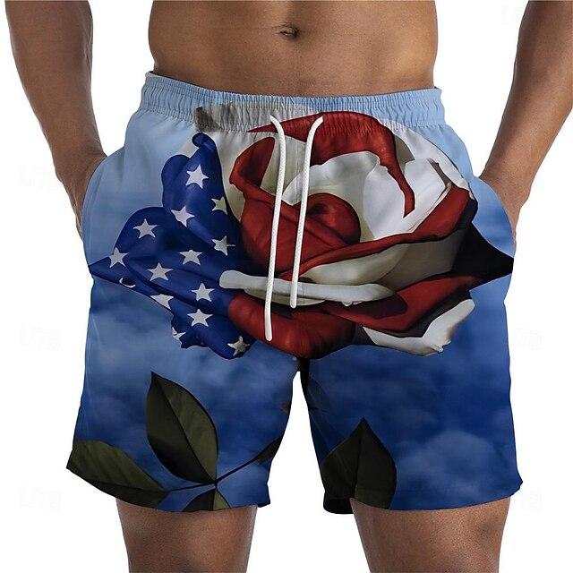  Självständighetsdagen 4 juli USA-flagga Sportkläder Beach Shorts USA-flagga Harajuku Grafisk Söt Till Herr Vuxna Maskerad 4 juli 3D-utskrift Festival