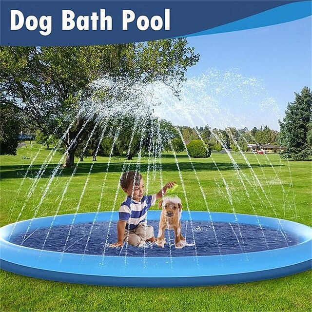  almofada de respingos, almofada de respingos antiderrapante de 39 pol./59 pol./67 pol. para crianças, cães, almofada de aspersão de respingos de piscina de cães, durável, verão, brinquedos aquáticos ao ar livre para bebês, meninos, meninas, animais de est