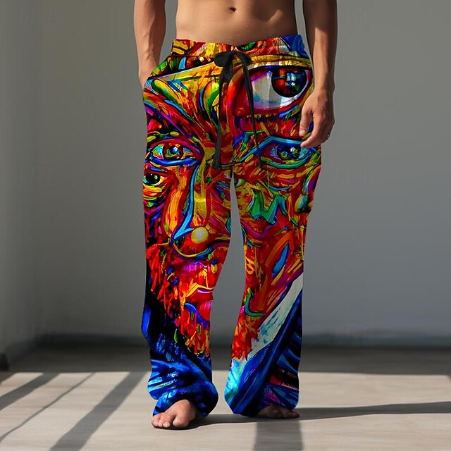 Men's Hawaiian Pants Trousers Graphic Outdoor Holiday Red Inelastic4