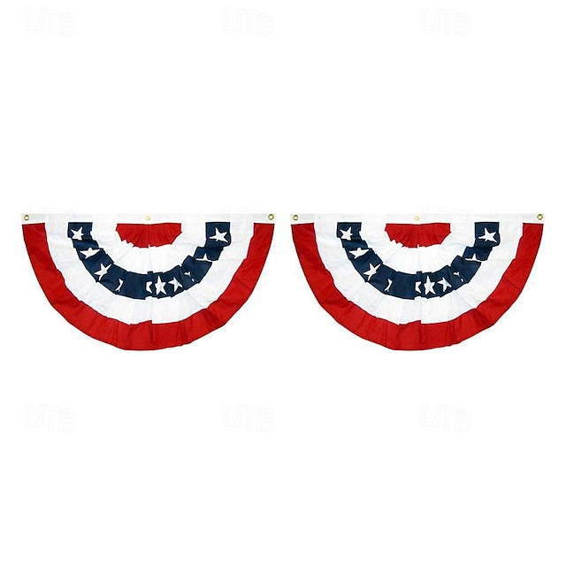  usa patriotisk plissert vifteflagg - 2 stk amerikansk us flagg bunting banner patriotisk bunting flagg stjerner og striper flagg bunting for minnedag den 4. juli og arbeidsdagen