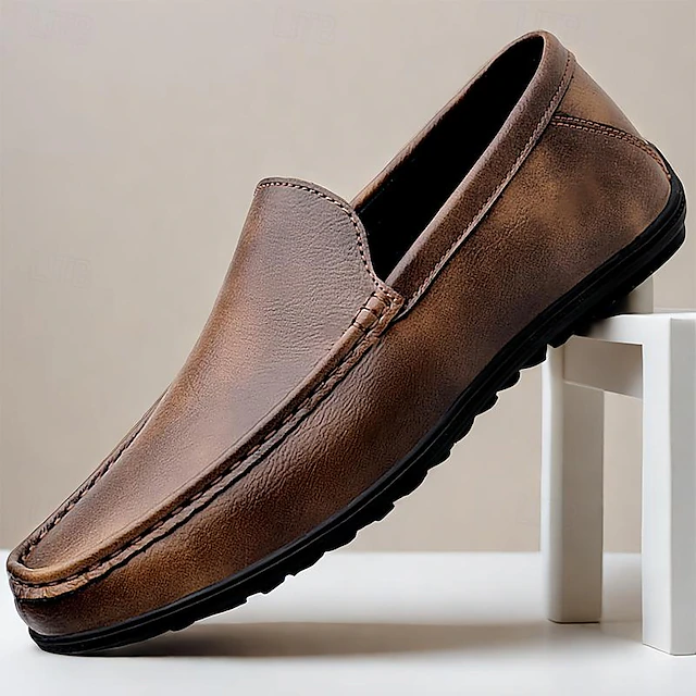 Men's Loafers & Slip-Ons Comfort Loafers Penny Loafers Leather Comfortable Slip Resistant Loafer Black Brown 7