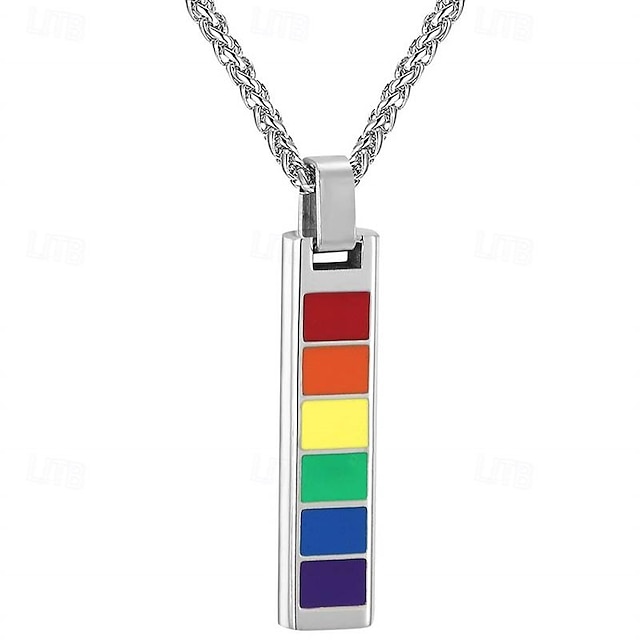  oțel inoxidabil/colier din argint 925 bijuterii lgbt gay pride colier cu pandantiv curcubeu cadou pentru bărbați/femei