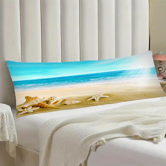  Housse de coussin décorative de plage, taie d'oreiller carrée douce, pour chambre à coucher, salon, canapé, chaise, 1 pièce