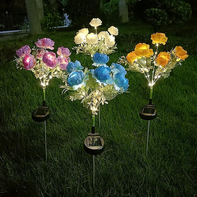  Solaire 7leds pivoine simulation fleur lumière étanche jardin cour atmosphère décoration pelouse lumière extérieure paysage lumière 1/2 pièces