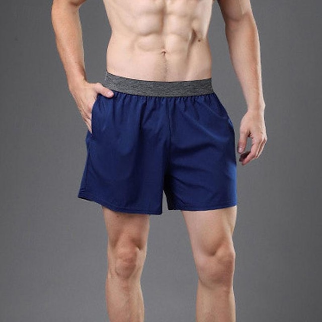  Men's Running Shorts Gym Shorts Pocket Elastic Waistband Shorts Outdoor Sports & Outdoor Athletic Quick Dry Lightweight Soft Marathon Running Workout Tailored Fit Sportswear Activewear Solid Colored