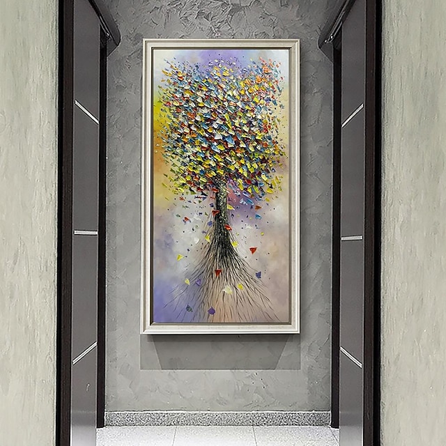  käsintehty öljymaalaus kankaalle seinätaidekoriste moderni abstrakti rikas puu kodin käytävän sisustukseen rullattu kehyksetön venyttämätön maalaus