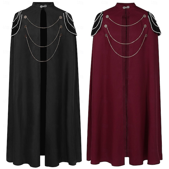  Retro Vintage Punk e gótico Medieval Traje Cosplay Capa Vampiros Vikings Fantasia Homens Real Steampunk Dia Das Bruxas Carnaval Baile de Máscaras Festa / Noite Adulto Capa