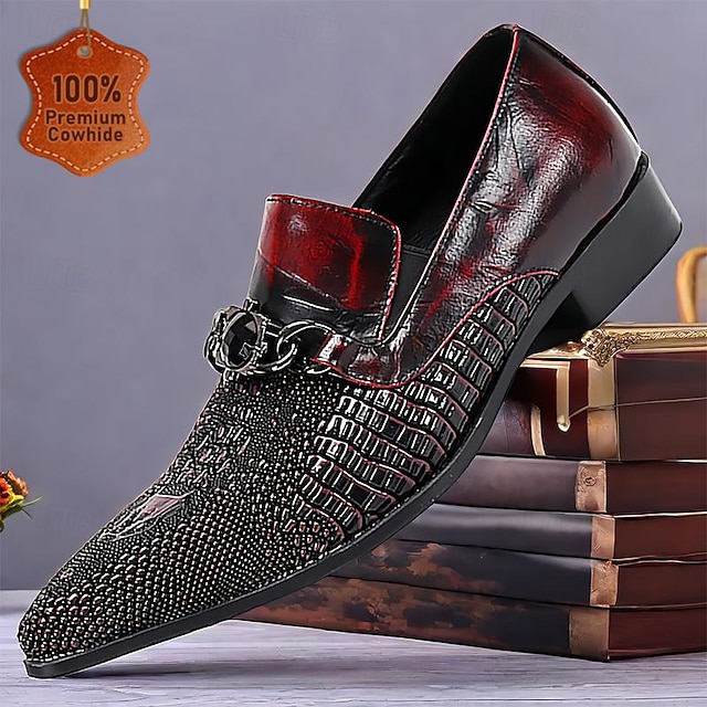  Herr Tofflor och Slip-Ons Klänningslakor Läder Italienskt fullkornigt kohud Bekväm Halksäker Loafers Mörkbrun