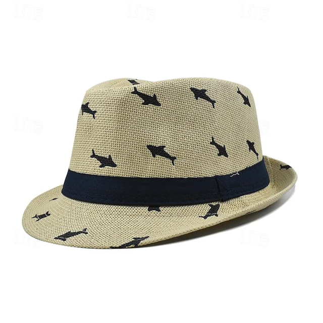 Men's Kentucky Derby Hat Sun Hat Party Hat White khaki Cotton Fashion Casual Street Daily Fish Sunscreen Breathable 11